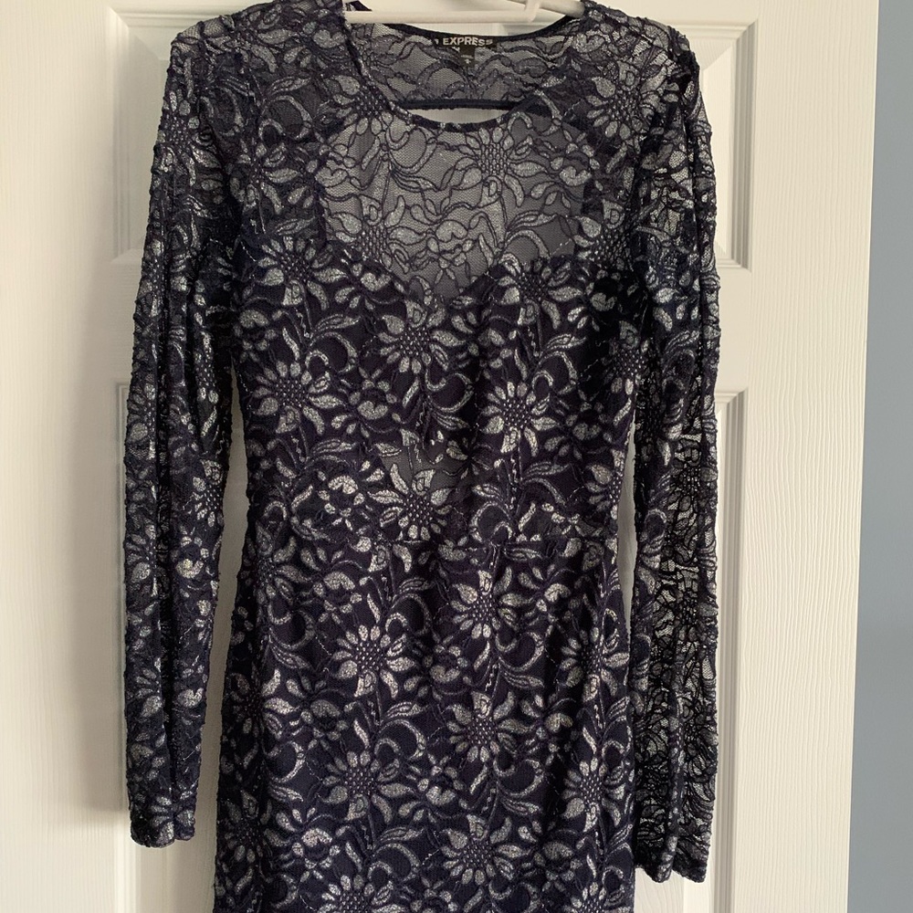 Blue silver Express dress. Worn once. Size M